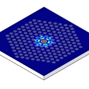 フォトニック結晶ナノ共振器 FDTDシミュレーションモデル フォトニック結晶ナノ共振器のFDTDシミュレーションモデル(格子構造と共振器欠陥)