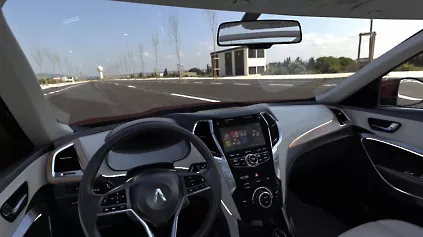 SUV-human-vision 車室内から見た視界のシミュレーション。ヘッドアップディスプレイと車載照明の見えを運転席視点で評価した例