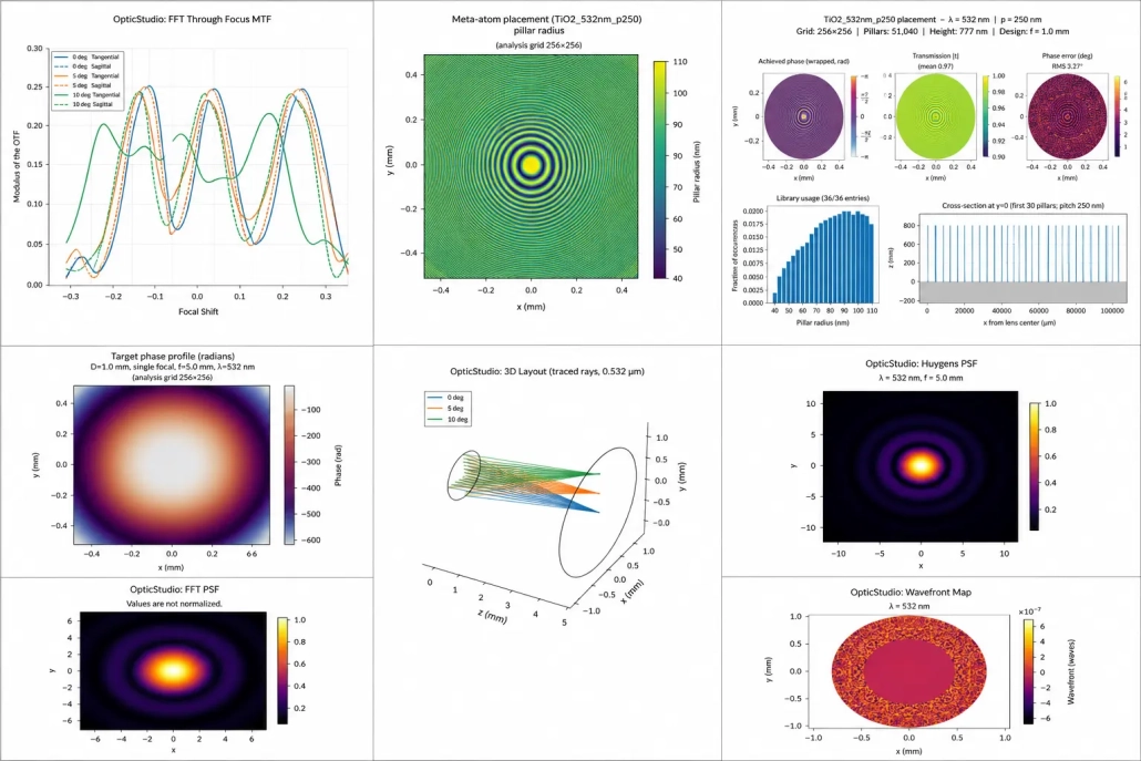 optimization Photonica Metalens Engineのリファレンス設計解析結果